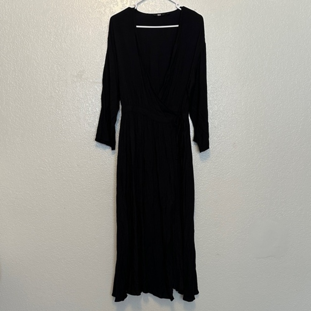 Uniqlo Black Wrap Maxi Dress Flowy GUC L